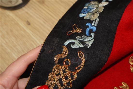 A Chinese embroidered silk dragon wall hanging, early 20th century